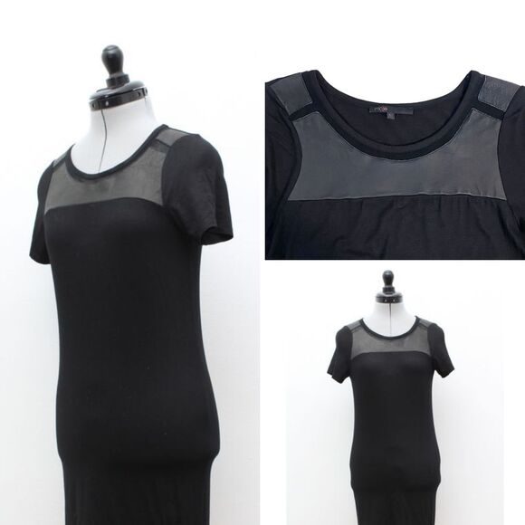Maje Brindisi Leather Accent Mini Dress - Picture 1 of 7